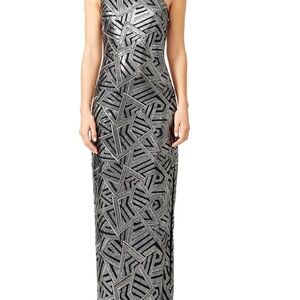 Laundry By Shelli Segal One Shoulder Silver Dress
